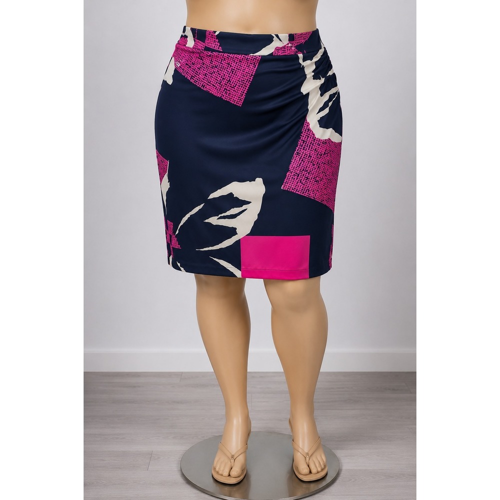 Jones New York Collection sz 16 US 20UK 100% Silk Skirt Cinched Abstract Print